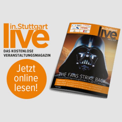 Cover des Live in.Stuttgart-Magazins mit einer Maske von Darth Vader auf dem Cover